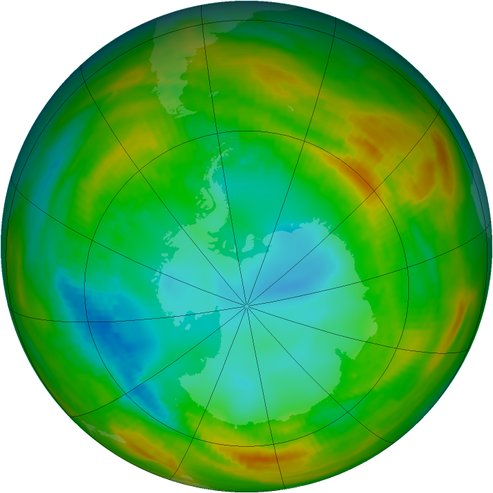 Antarctic ozone map for 03 August 1979